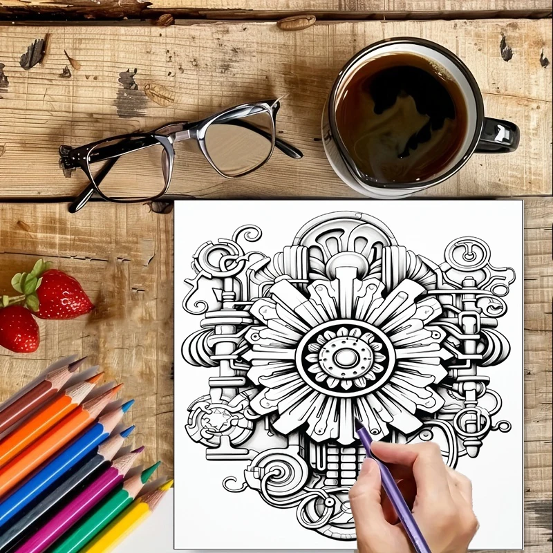 Coloring Book Steampunk Flower - Supply Event avaliação e preço