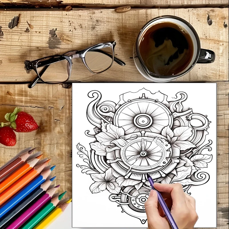 Coloring Book Steampunk Flower - Supply Event avaliação e preço