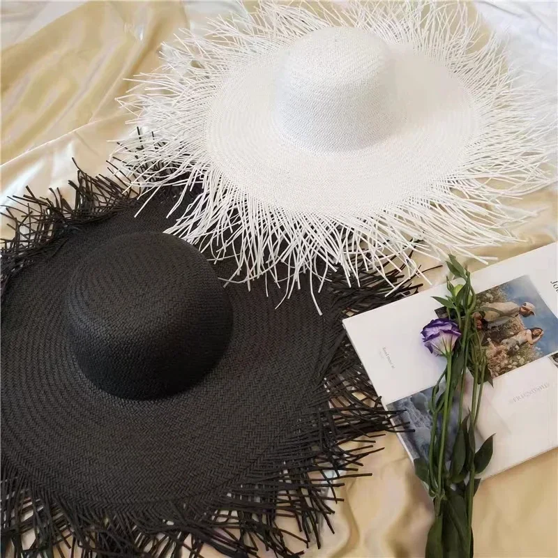 New Summer Wide-brimmed Solid  - Paper Straw Color avaliação e preço