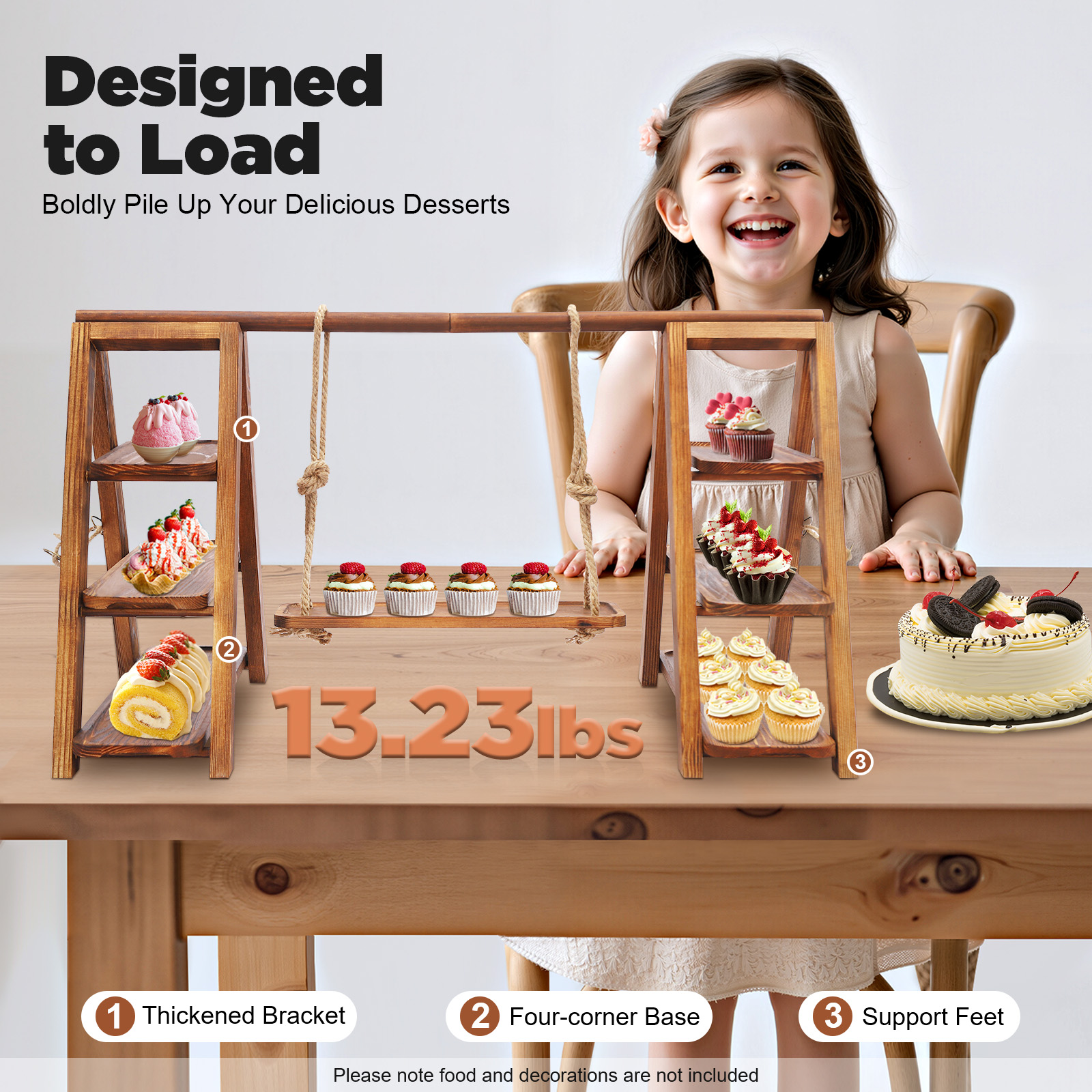 Wooden 3 Tier Cupcake Stand wi - Cupcake Stand Tier avaliação e preço