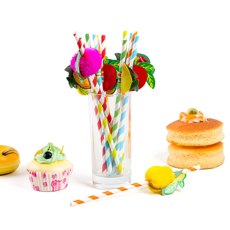 50pcs/lot 20cm 3D Fruit Cockta - Paper Straw Color avaliação e preço