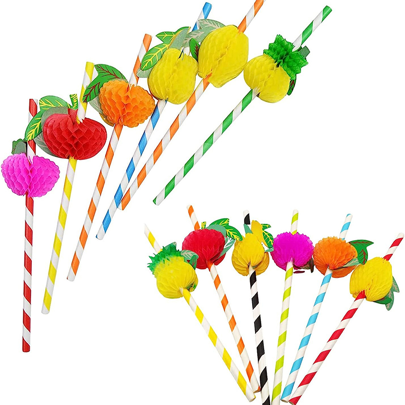 50pcs/lot 20cm 3D Fruit Cockta - Paper Straw Color avaliação e preço