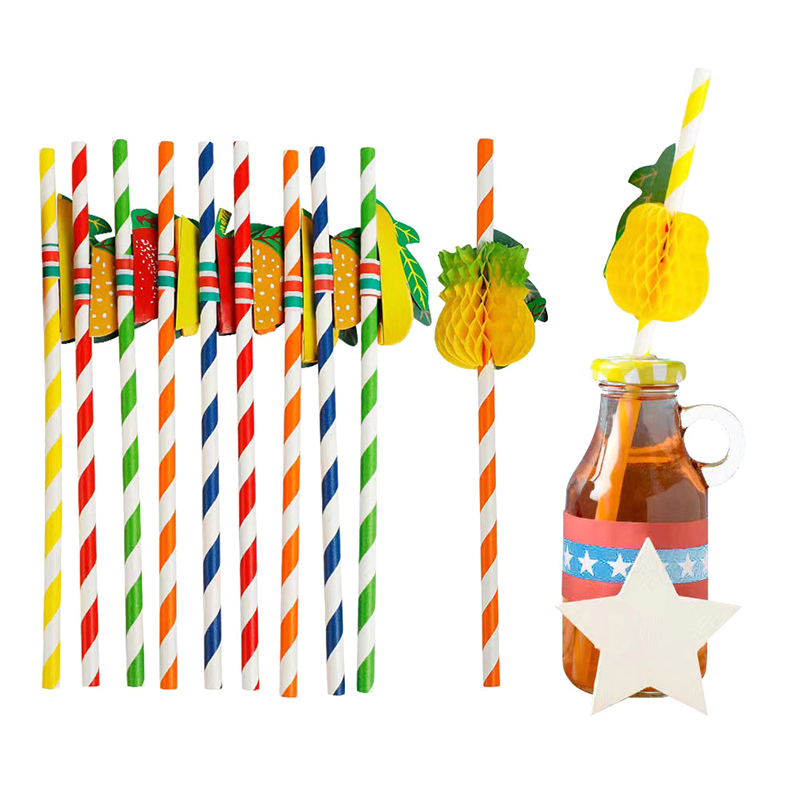 50pcs/lot 20cm 3D Fruit Cockta - Paper Straw Color avaliação e preço