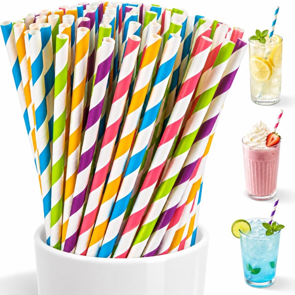 Disposable Colorful Striped Dr - Paper Straw Color avaliação e preço