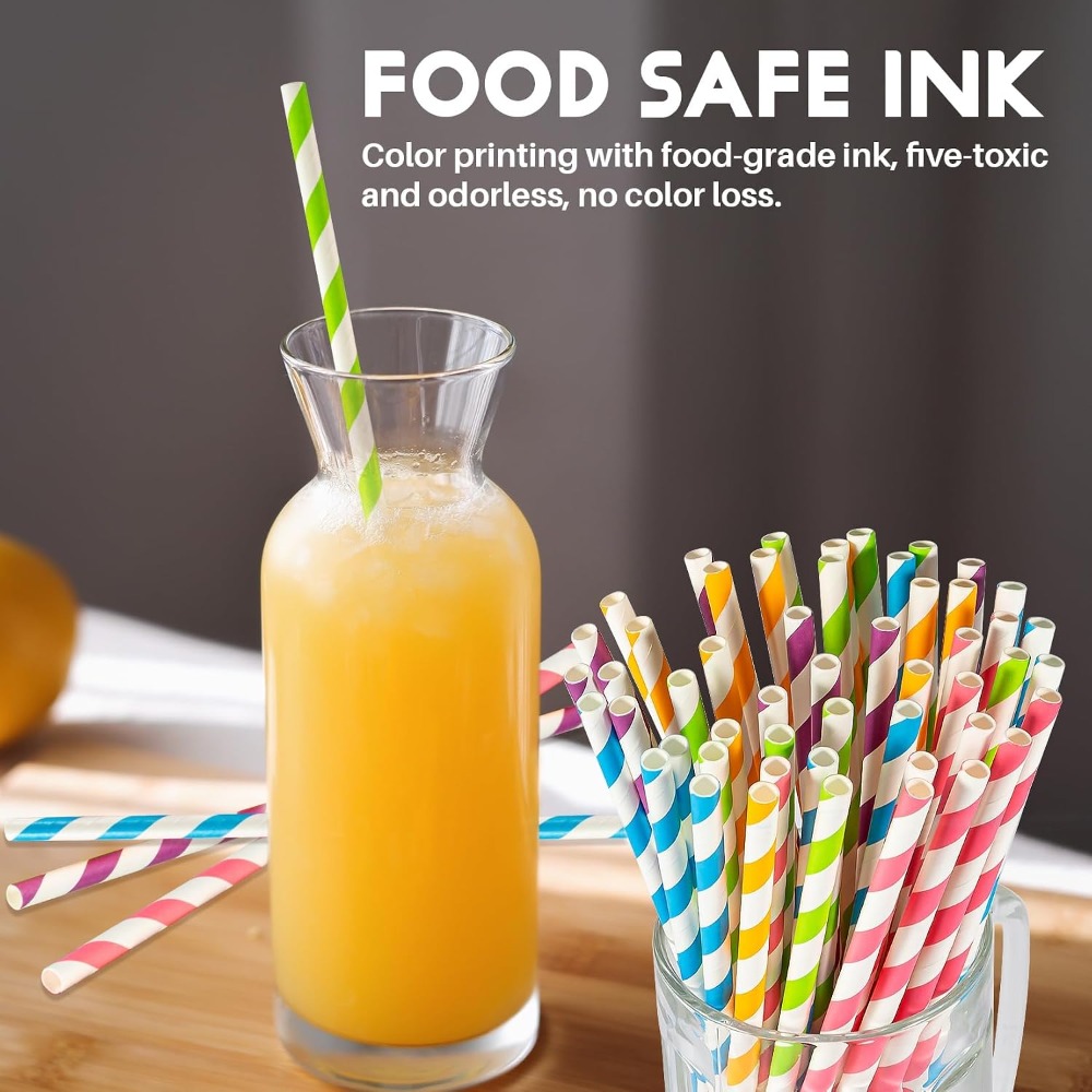 Disposable Colorful Striped Dr - Paper Straw Color avaliação e preço