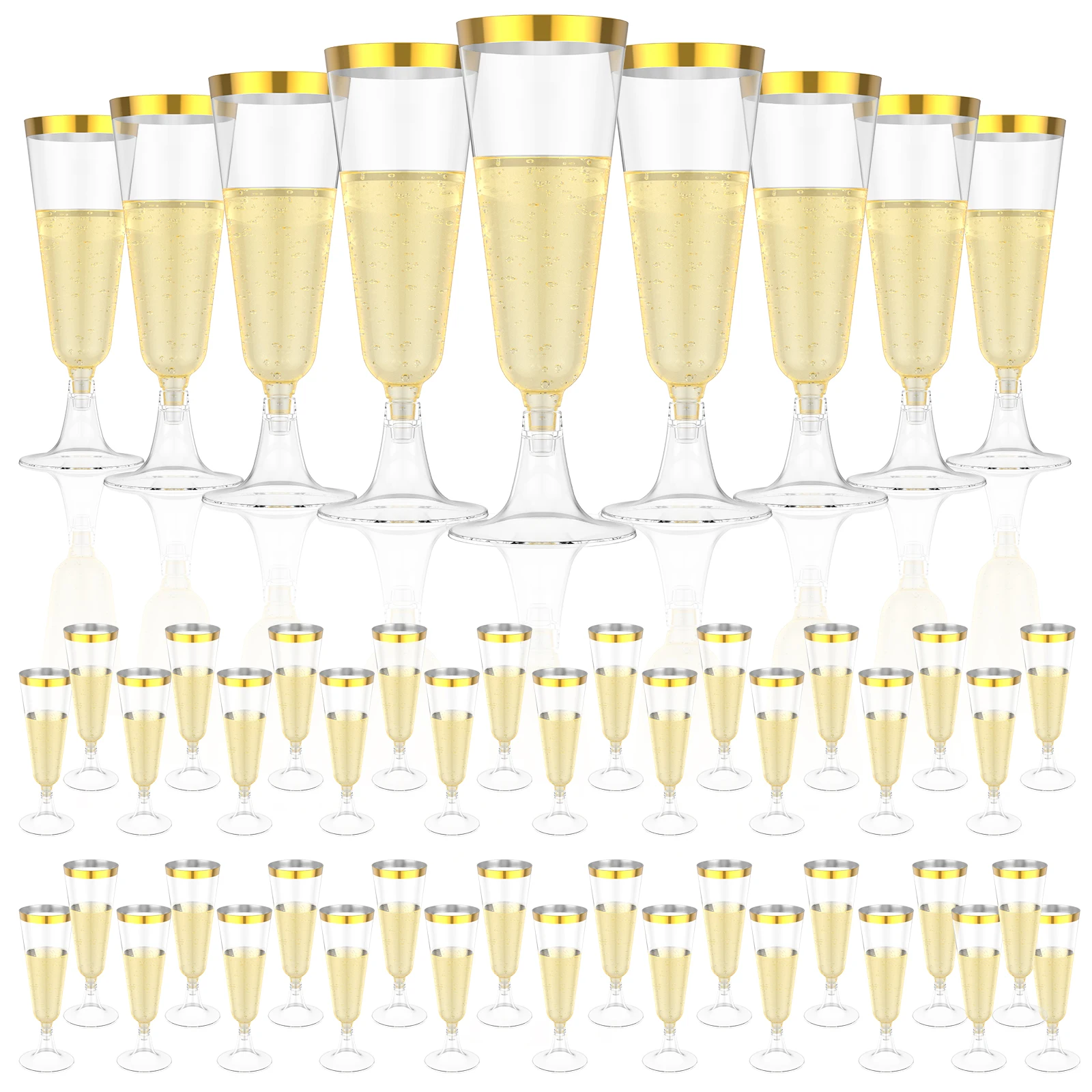 50Pcs Plastic Champagne Flutes - Plastic Cup 50Pcs avaliação e preço