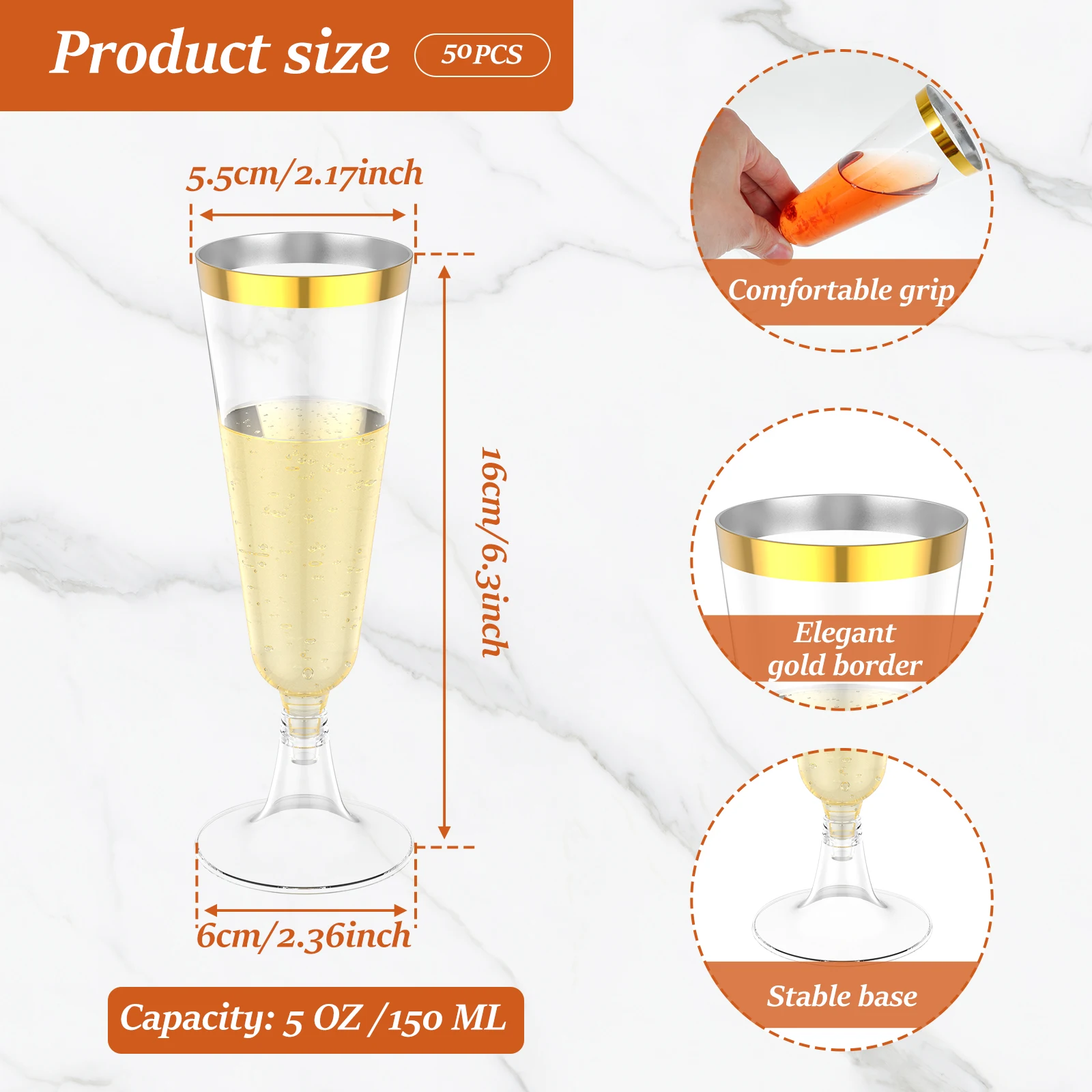 50Pcs Plastic Champagne Flutes - Plastic Cup 50Pcs avaliação e preço