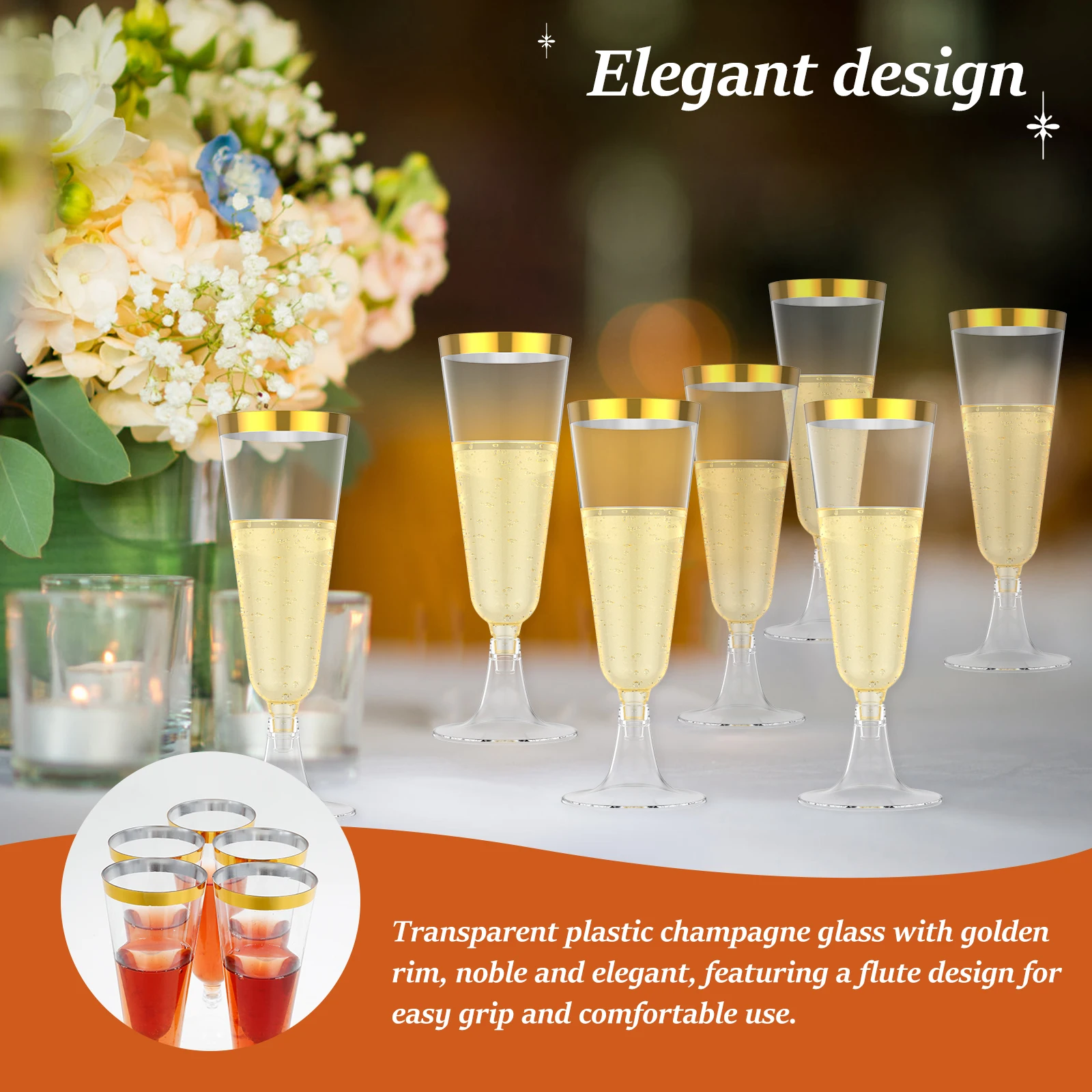 50Pcs Plastic Champagne Flutes - Plastic Cup 50Pcs avaliação e preço