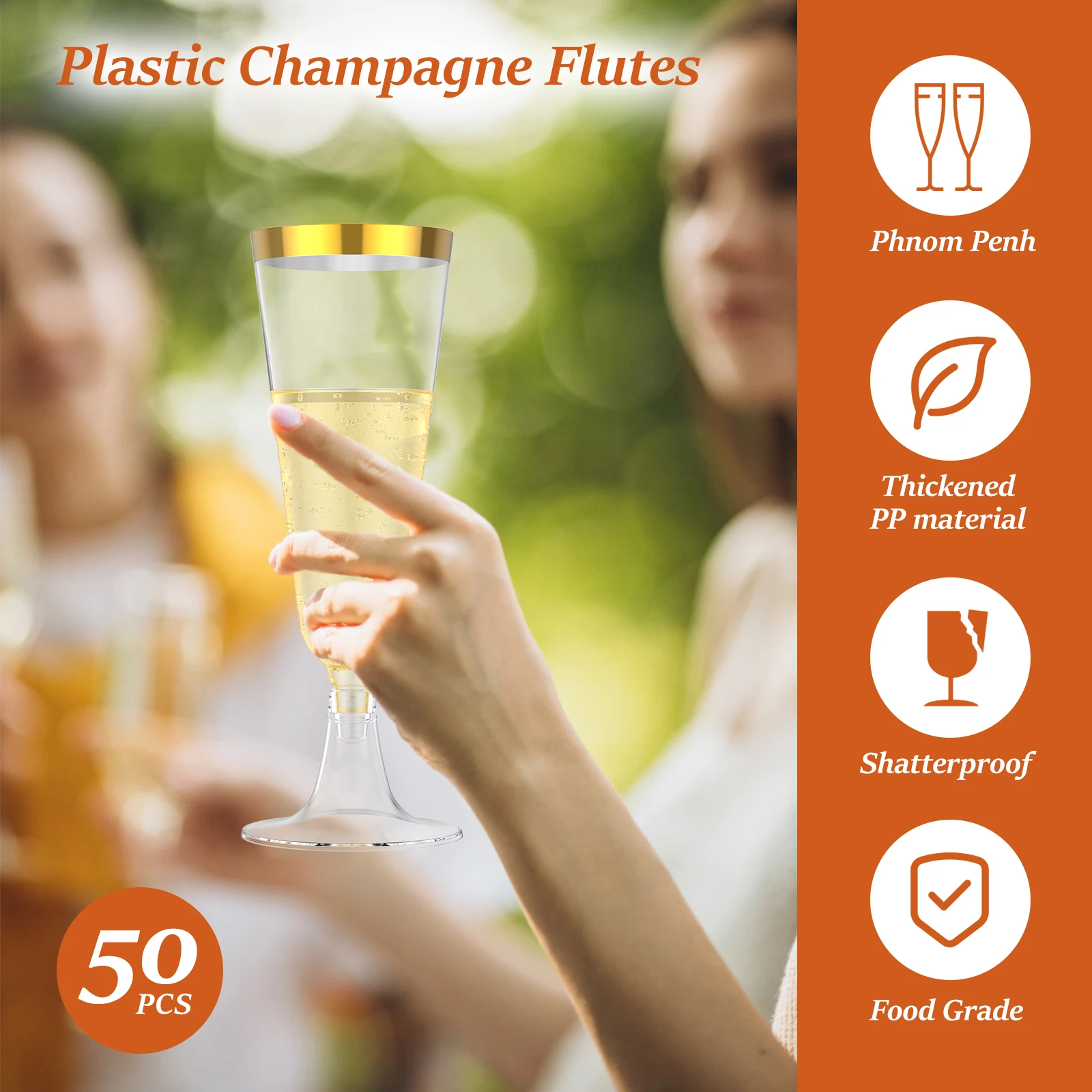 50Pcs Plastic Champagne Flutes - Plastic Cup 50Pcs avaliação e preço