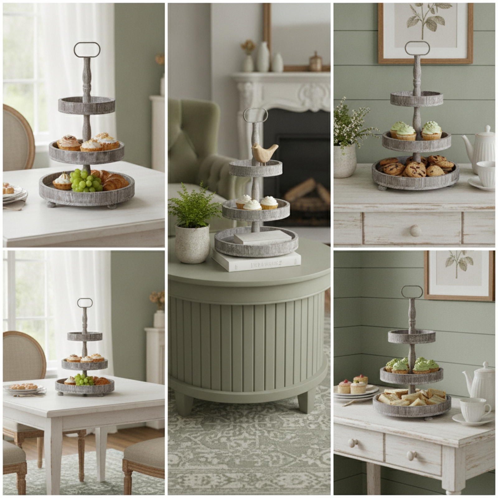 3-Tier Dessert Stand Rustic 3- - Cupcake Stand Tier avaliação e preço