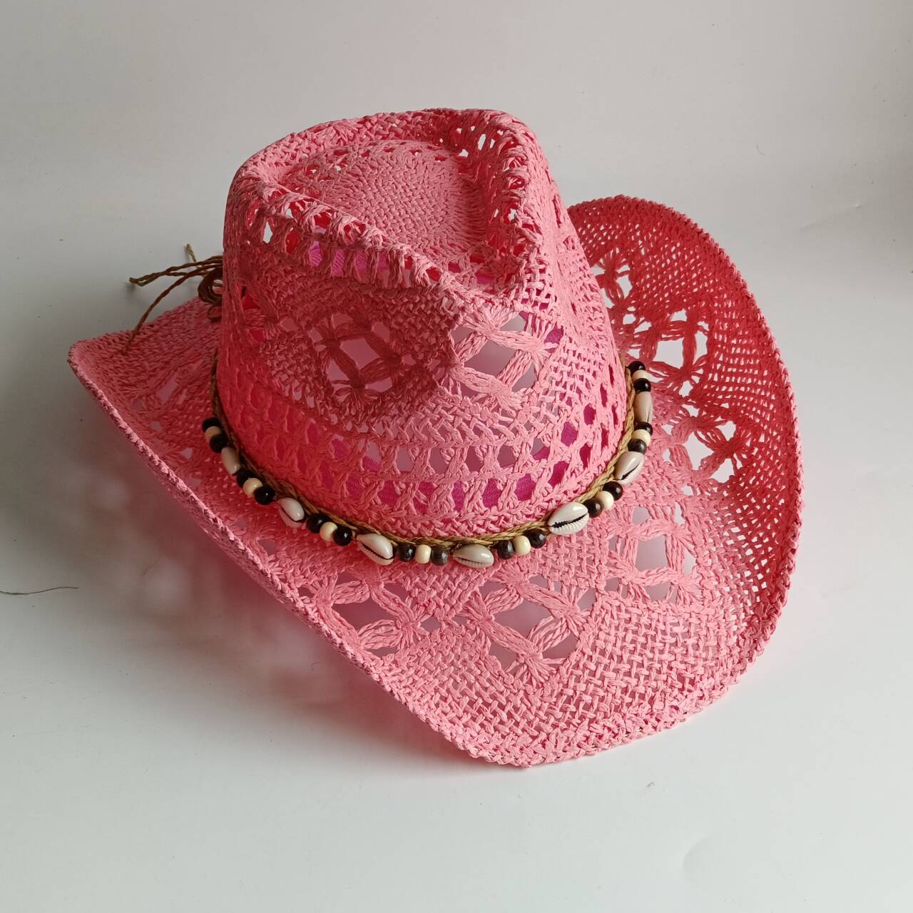Pink Cowboy straw hat  hollow  - Paper Straw Color avaliação e preço