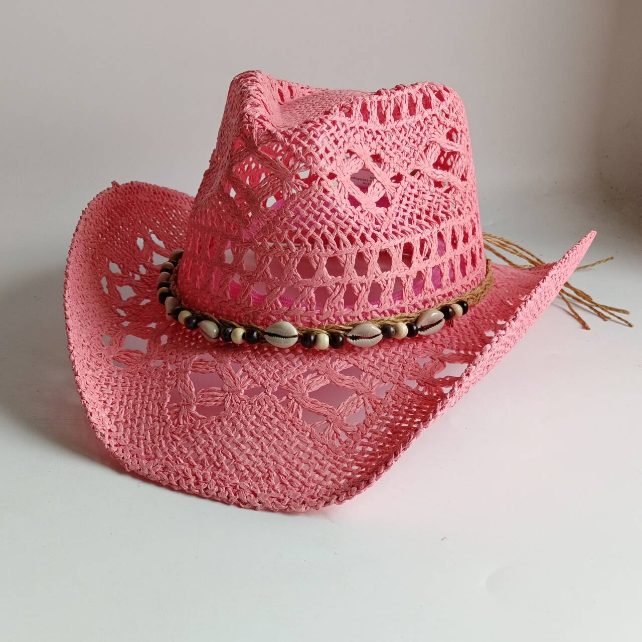 Pink Cowboy straw hat  hollow  - Paper Straw Color avaliação e preço