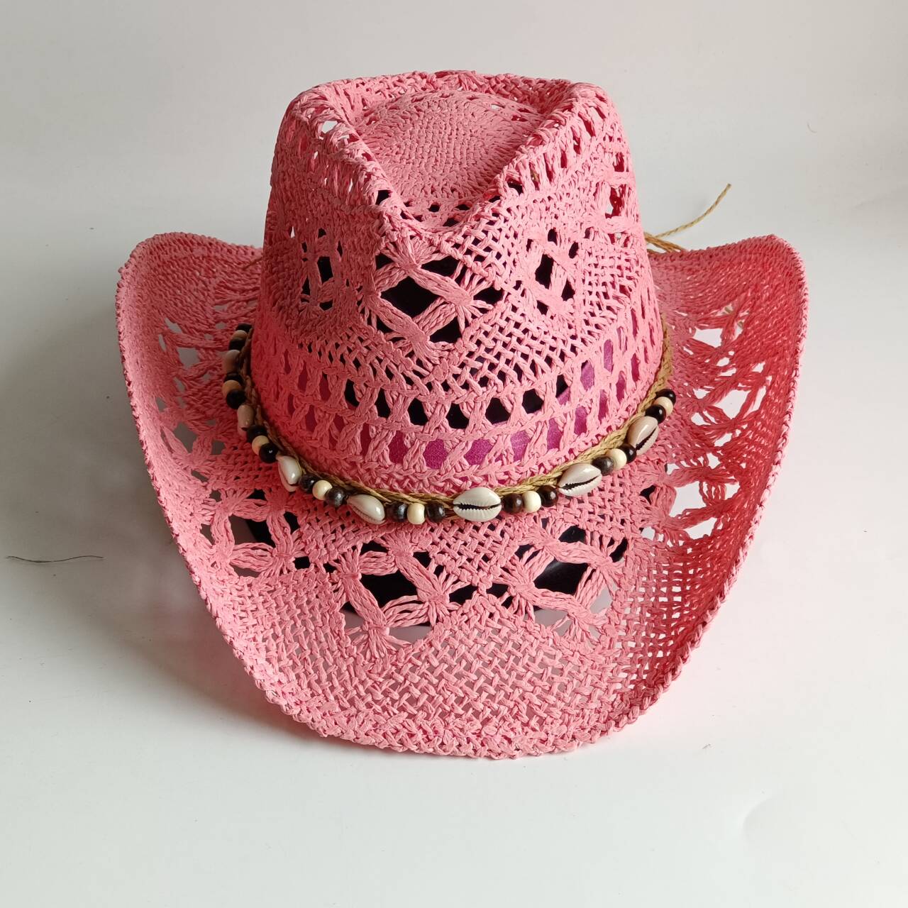 Pink Cowboy straw hat  hollow  - Paper Straw Color avaliação e preço