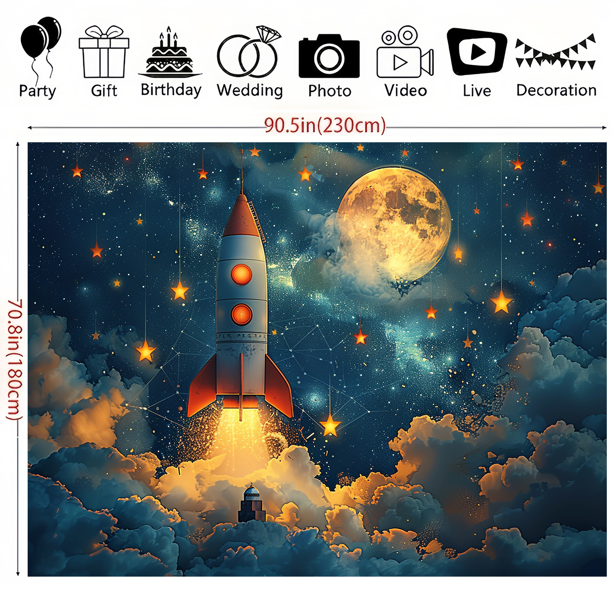 1pc Dreamy Night Sky Rocket Wa - Event Launch Party avaliação e preço