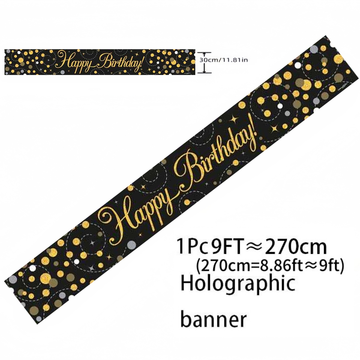 Black Gold Holographic Birthda - Party Banner Gold avaliação e preço