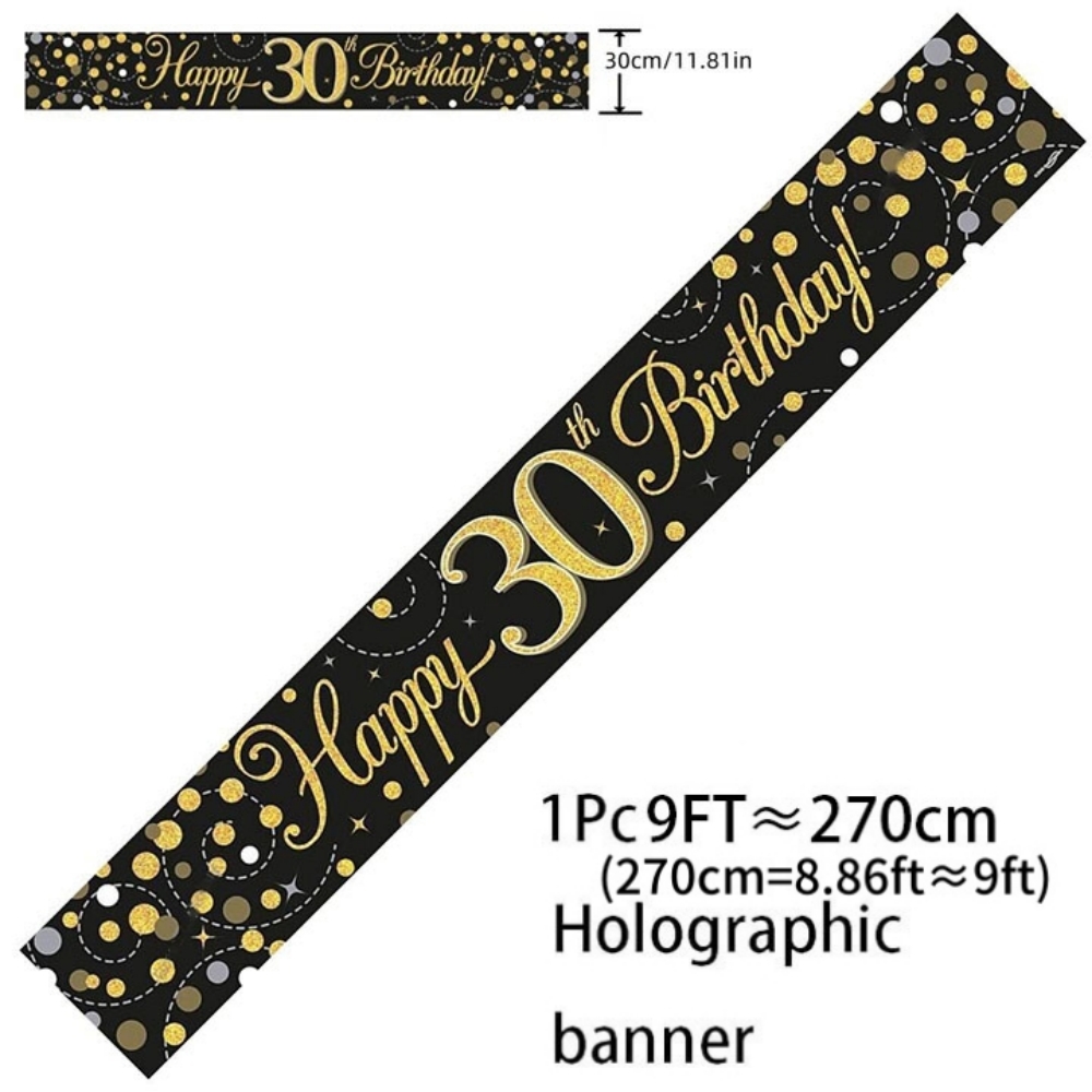 Black Gold Holographic Birthda - Party Banner Gold avaliação e preço